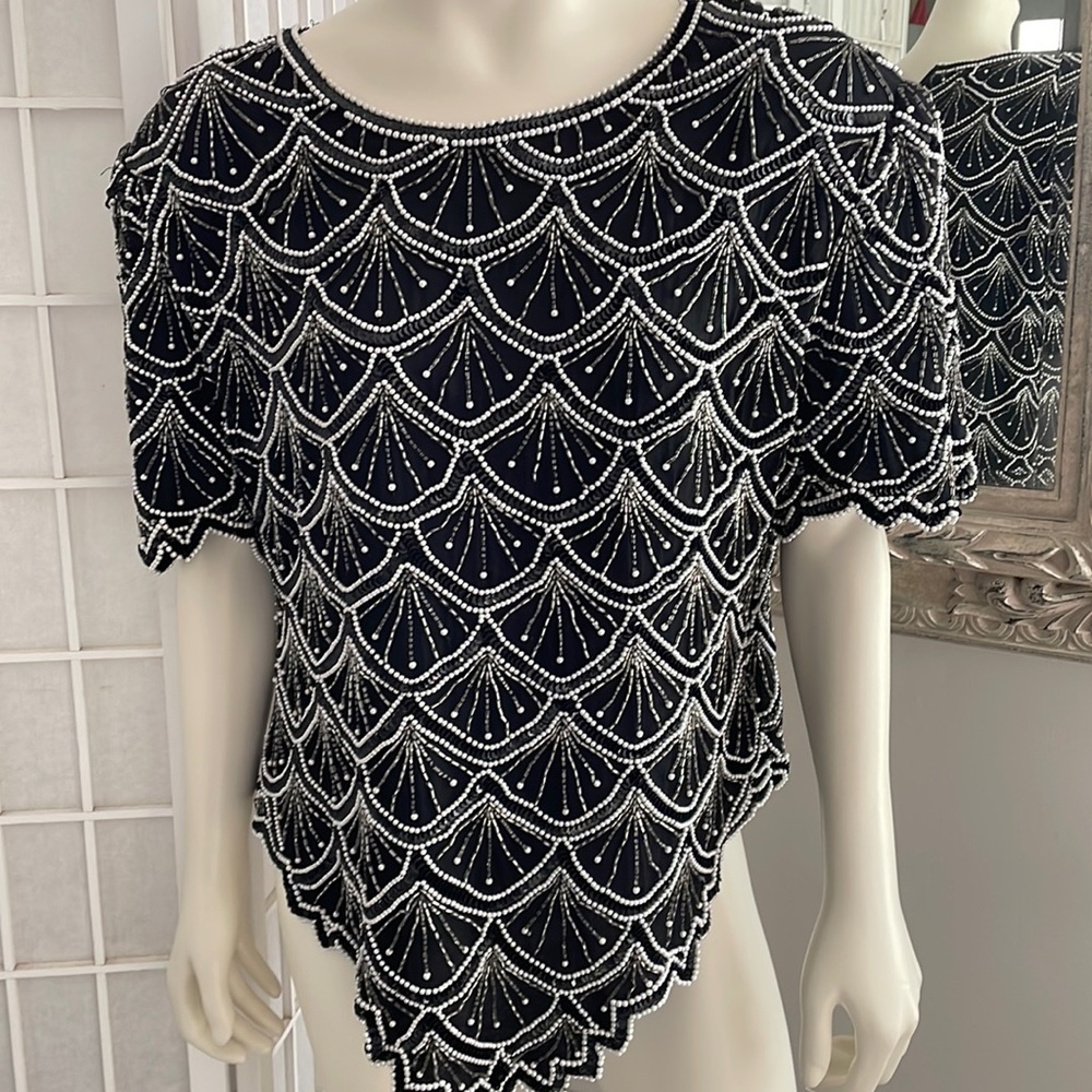 Laurence Kazar Sequin Top Sz XXL